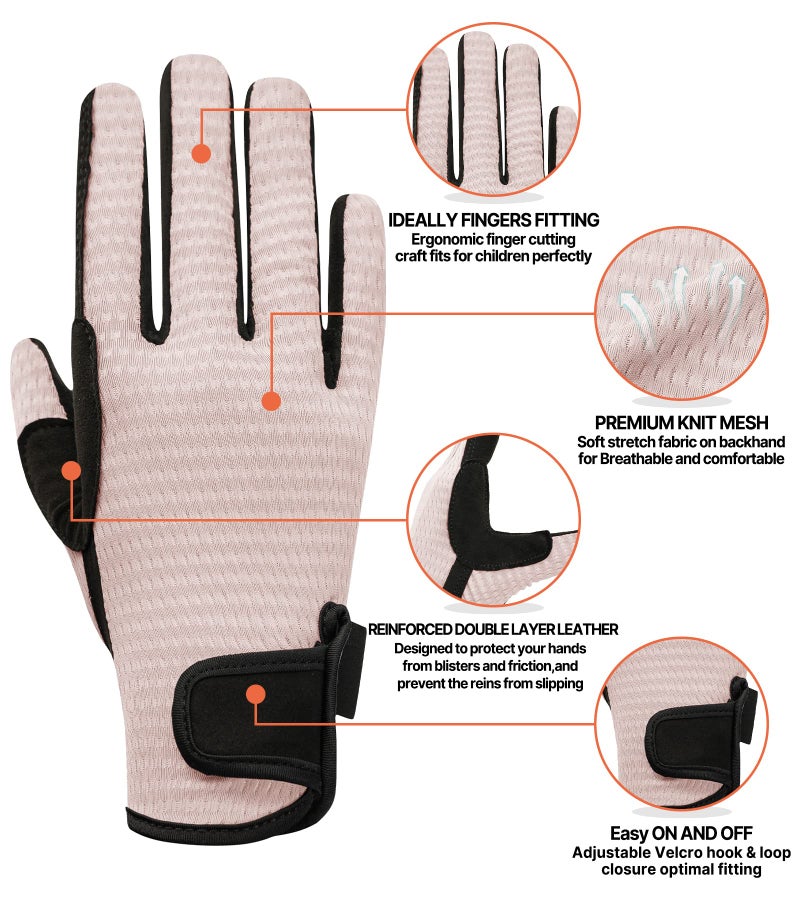 ChinFun Kids Horse Riding Gloves Equestrian Anti Slip Children Horseback Bike Gardening Fishing Cycling Outdoor Activities Riding Gloves Girls Boys Youth - Image 5
